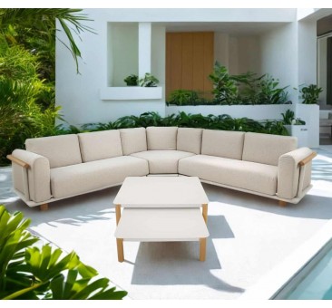 Lauko baldų komplektas MEZIO kampinė sofa ir du staliukai