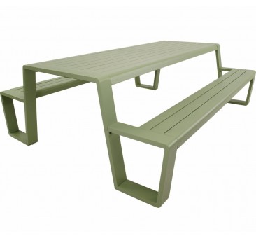 Pikniko stalas su suoliukais ESTILO 220x183x74cm šviesiai žalias