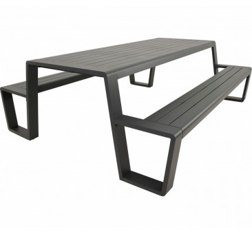 Pikniko stalas su suoliukais ESTILO 220x183x74cm antracito spalvos