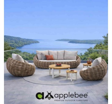 Lauko poilsio komplektas COCOON APPLEBEE sofa, du foteliai ir trys staliukai