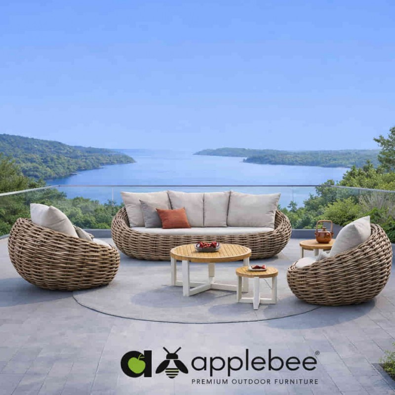 Lauko poilsio komplektas COCOON APPLEBEE sofa, du foteliai ir trys staliukai