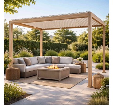 Pavėsinė - pergola MIRADOR111 3x4m šviesios medienos spalva