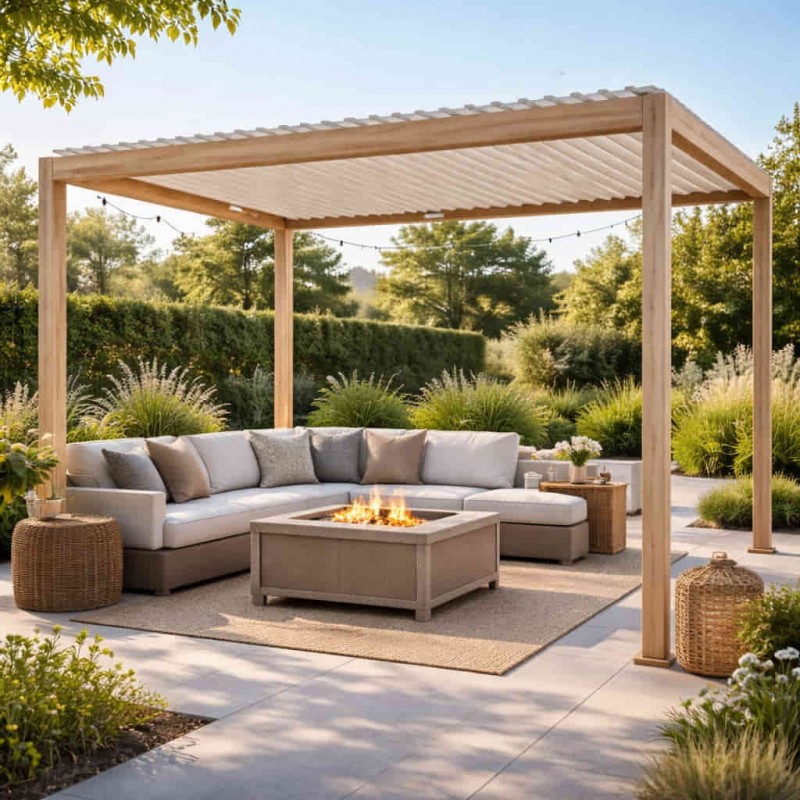 Pavėsinė - pergola MIRADOR111 3x4m šviesios medienos spalva
