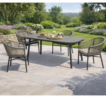 Lauko baldai TORNO SAN MARINO BEIGE 4+1 su ovaliu stalu