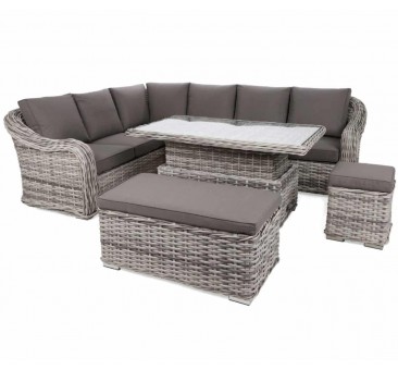 Lauko baldų komplektas FOGIA WHITE GREY su reguliuojamo aukščio stalu